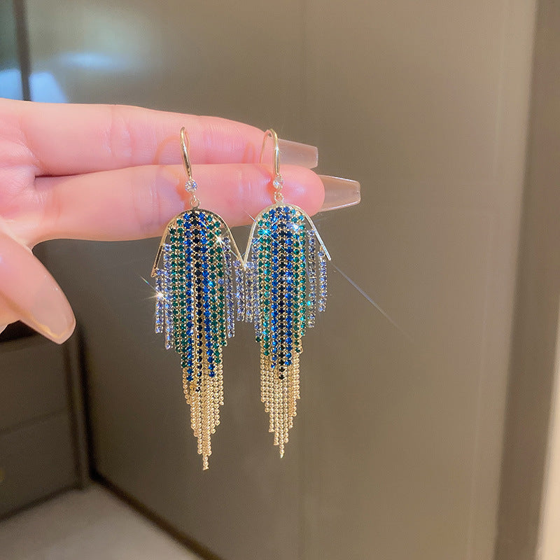 Zircon Letter Long Light Luxury High-grade Fashion Simple Earrings