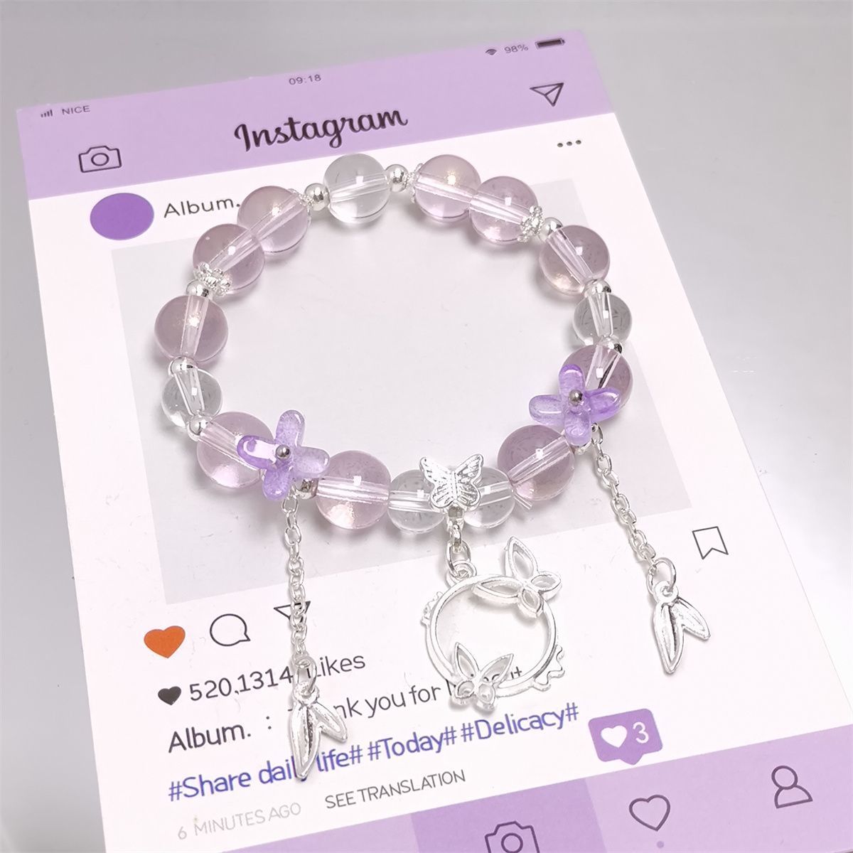 Children's Crystal Peach Blossom Butterfly Super Fairy Bracelets