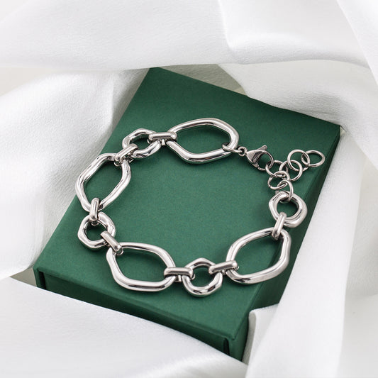 Women's & Men's Luxury Exaggerated Metallic Titanium Steel Irregular Lava Geometric Bracelet