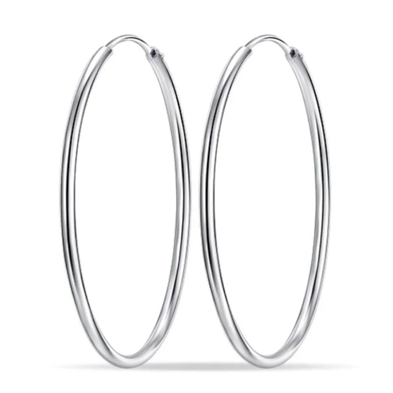 Women's Glossy Large Circle Sterling Sier Trendy Earrings