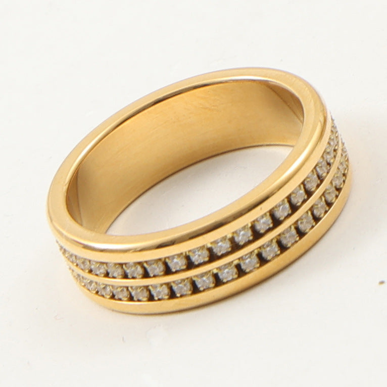 Zircon Titanium Steel Gold Plated Face Bracelet