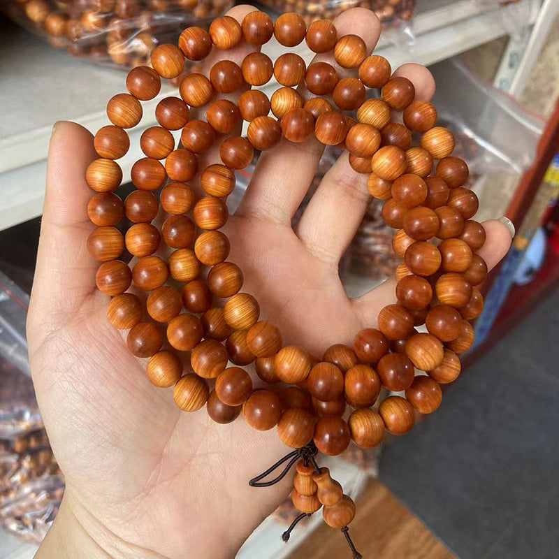 Black Oil High Density Wooden Prayer Beads Gentiana Pattern Bracelet