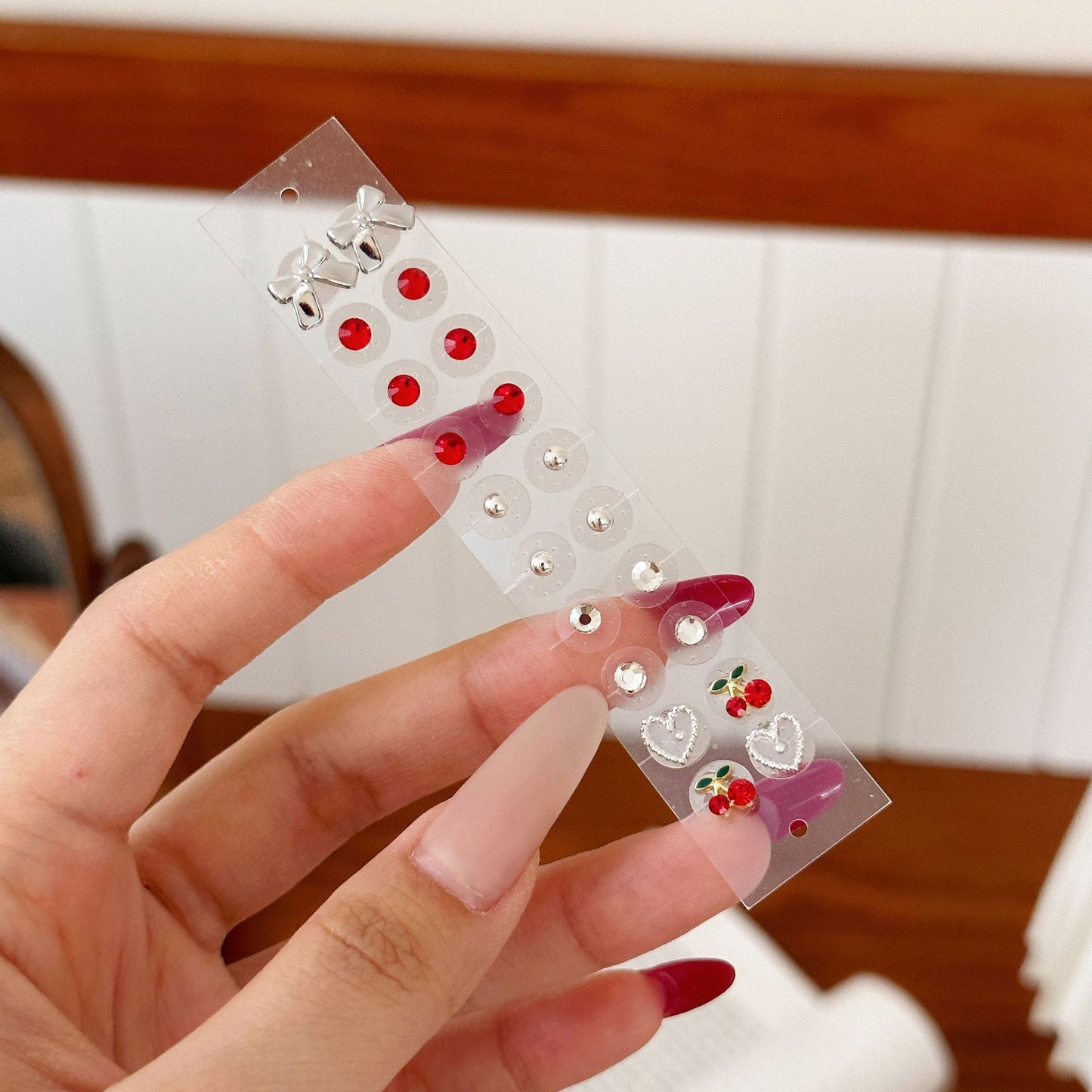 Fashion Auricular Point Sticker Crystal Ear Patch Bead Massage Stress Earrings