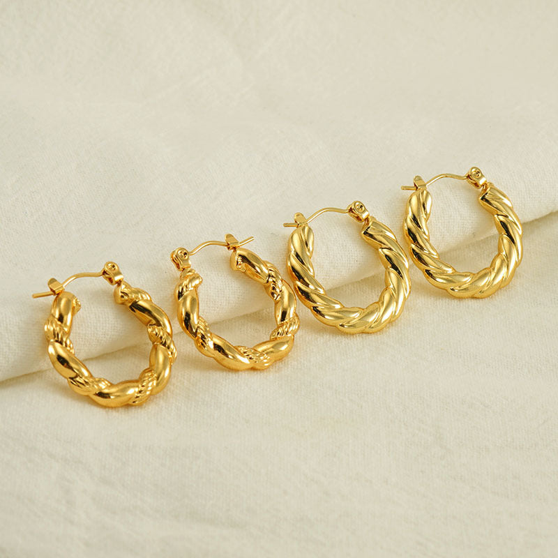 Women's Gold Stainless Steel French Glossy Hollow Fashion Earrings