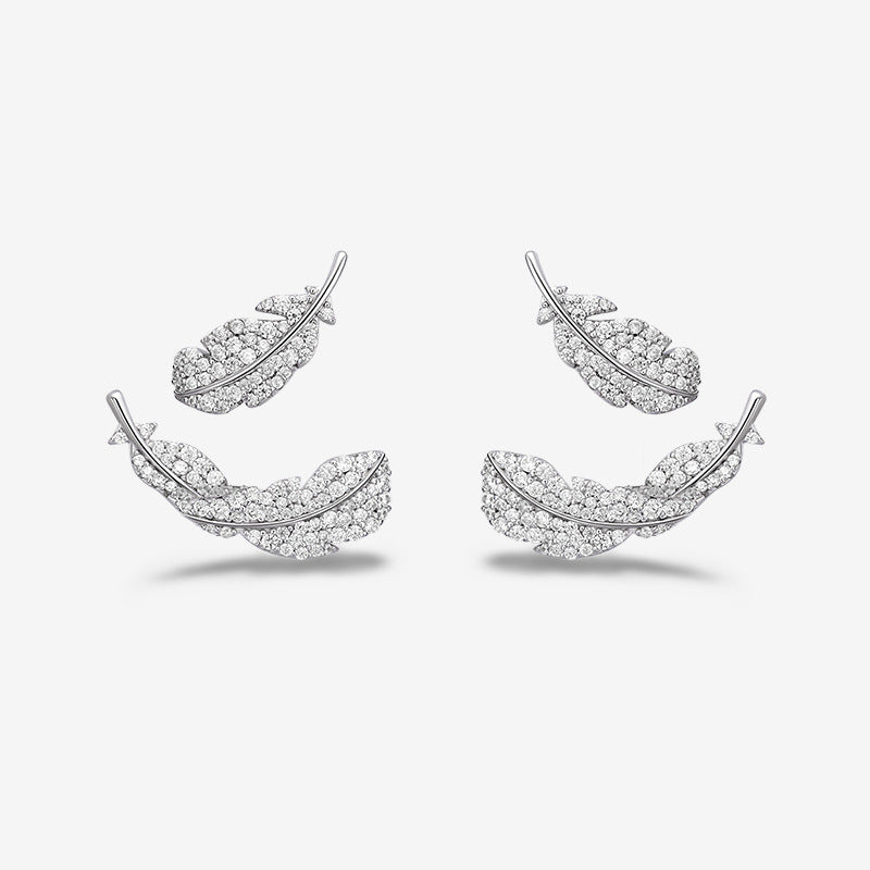 Li Suspension Feather Ear Graceful Elegant Light Earrings