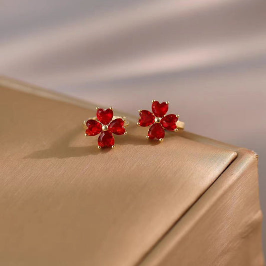 Women's Zircon Flower Ear Clip Small Suitable Niche Design Earrings