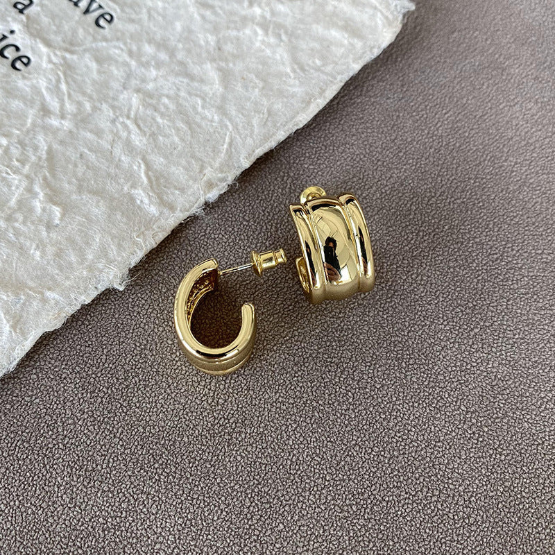 Temperament Ear Clip High-grade Wide Face Copper Rings