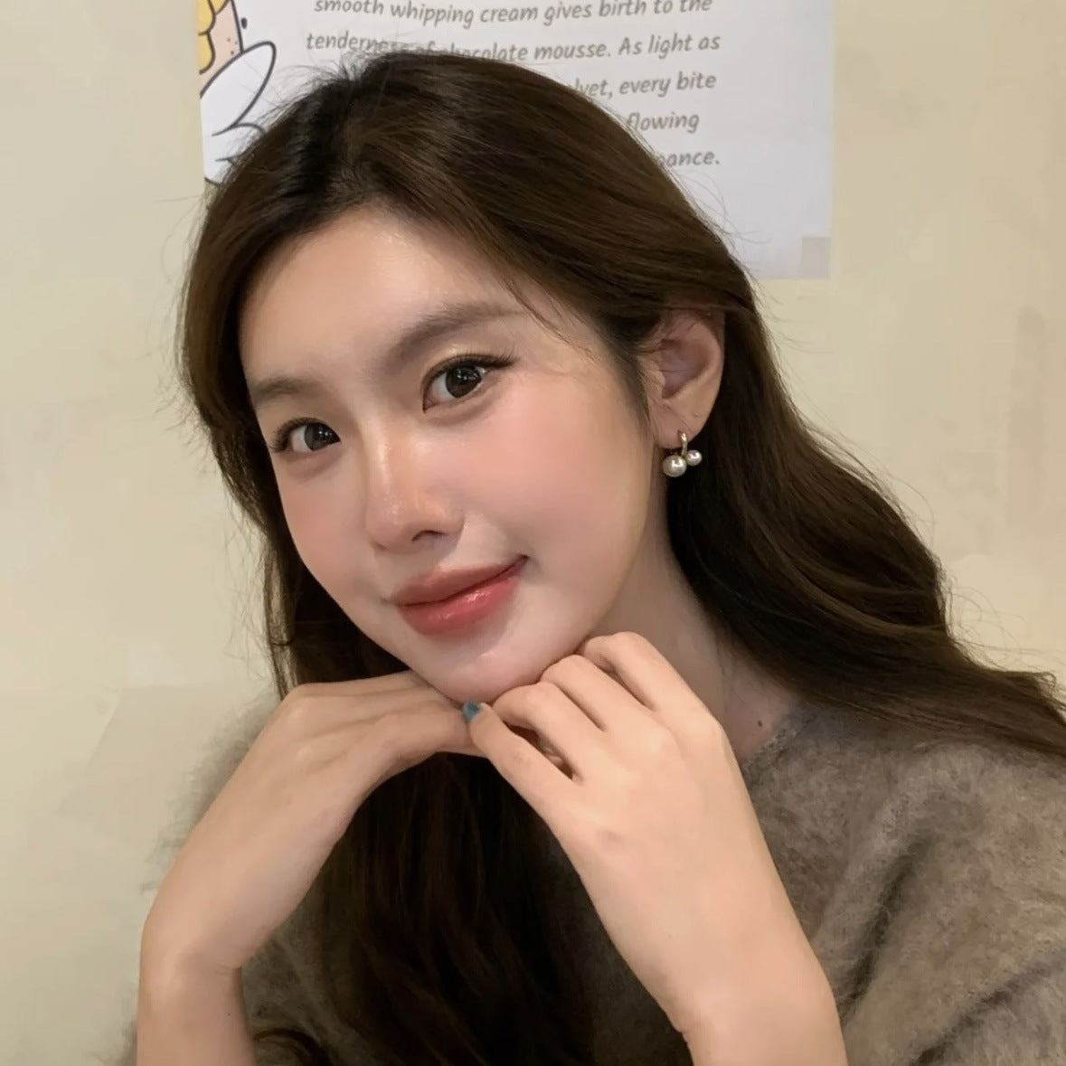 Small Cherry Retro Premium Pearl Ear Clip Double Earrings