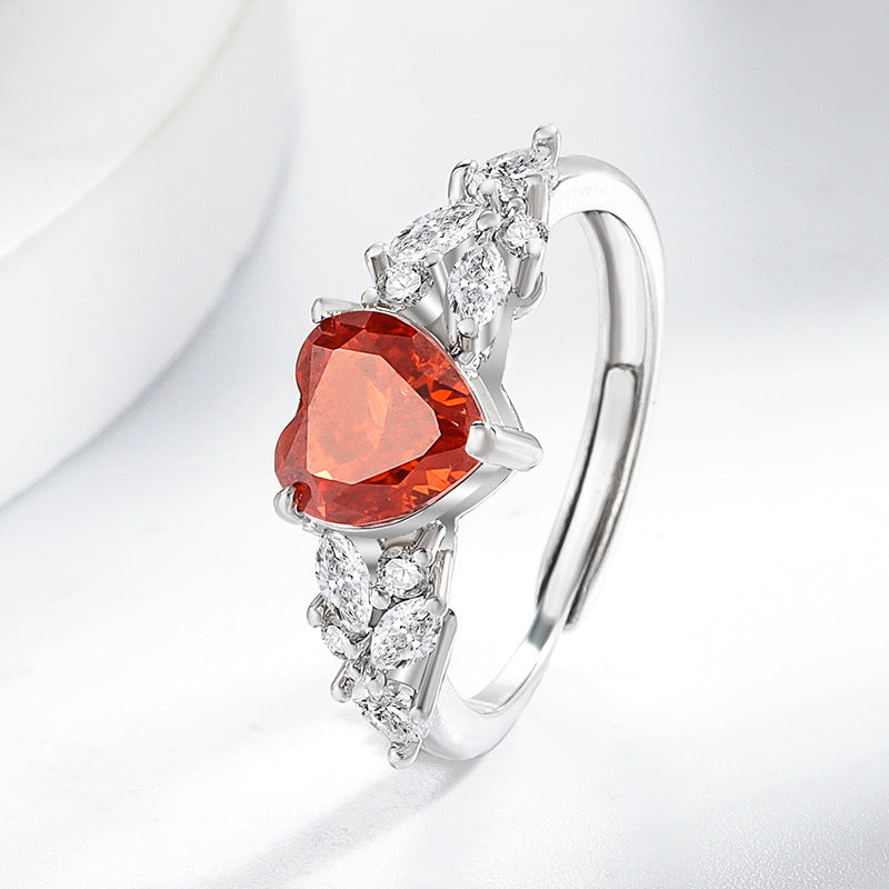 Love Heart-shaped Super Flash High Carbon Diamond Fashion Rings