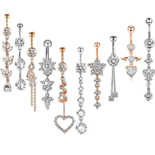 Mix Match Zircon Navel Suit Human Body Rings