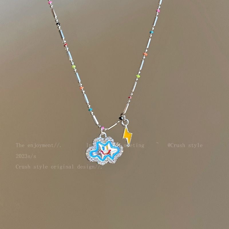 Beads Female Style Milk Cool Cute Wild Color Dopamine Clavicle Necklace