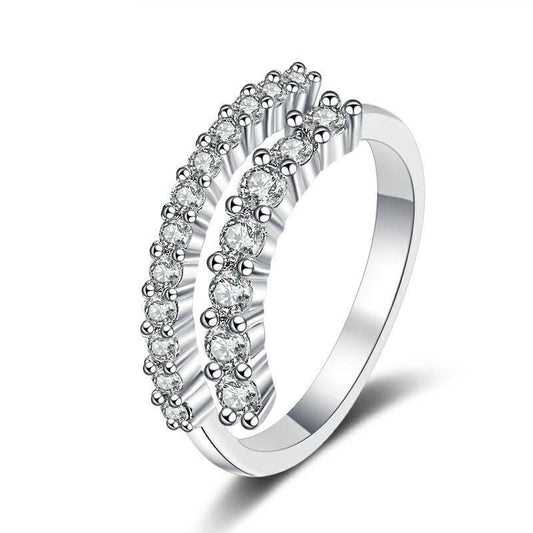 Women's Korean Style Versatile Fashion Classic Simple Wedding Inlaid Ring