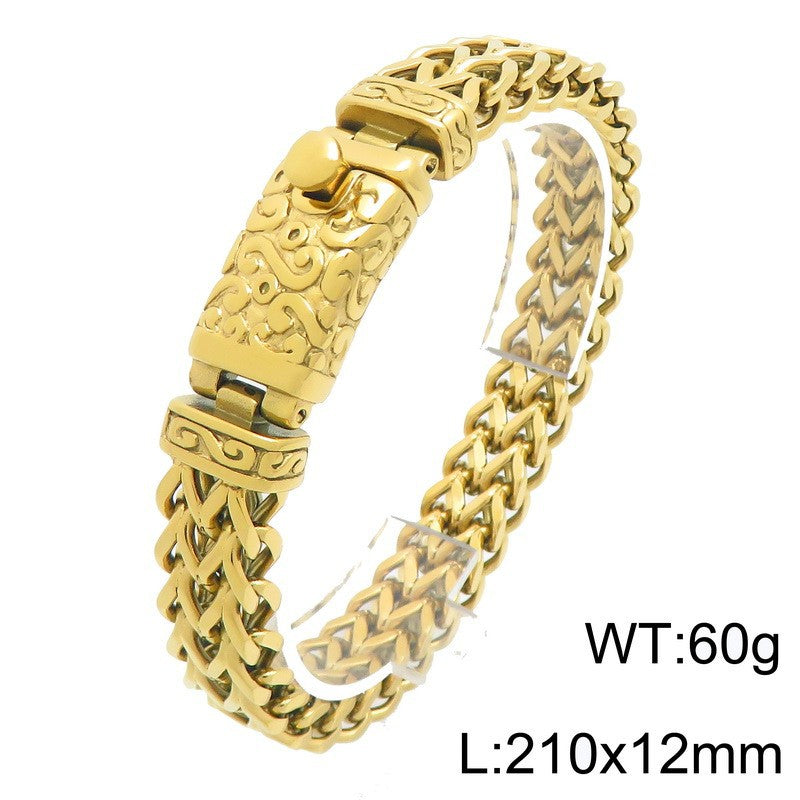 Men's Personalized Titanium Steel Keel Chain Punk Diamond Bracelet