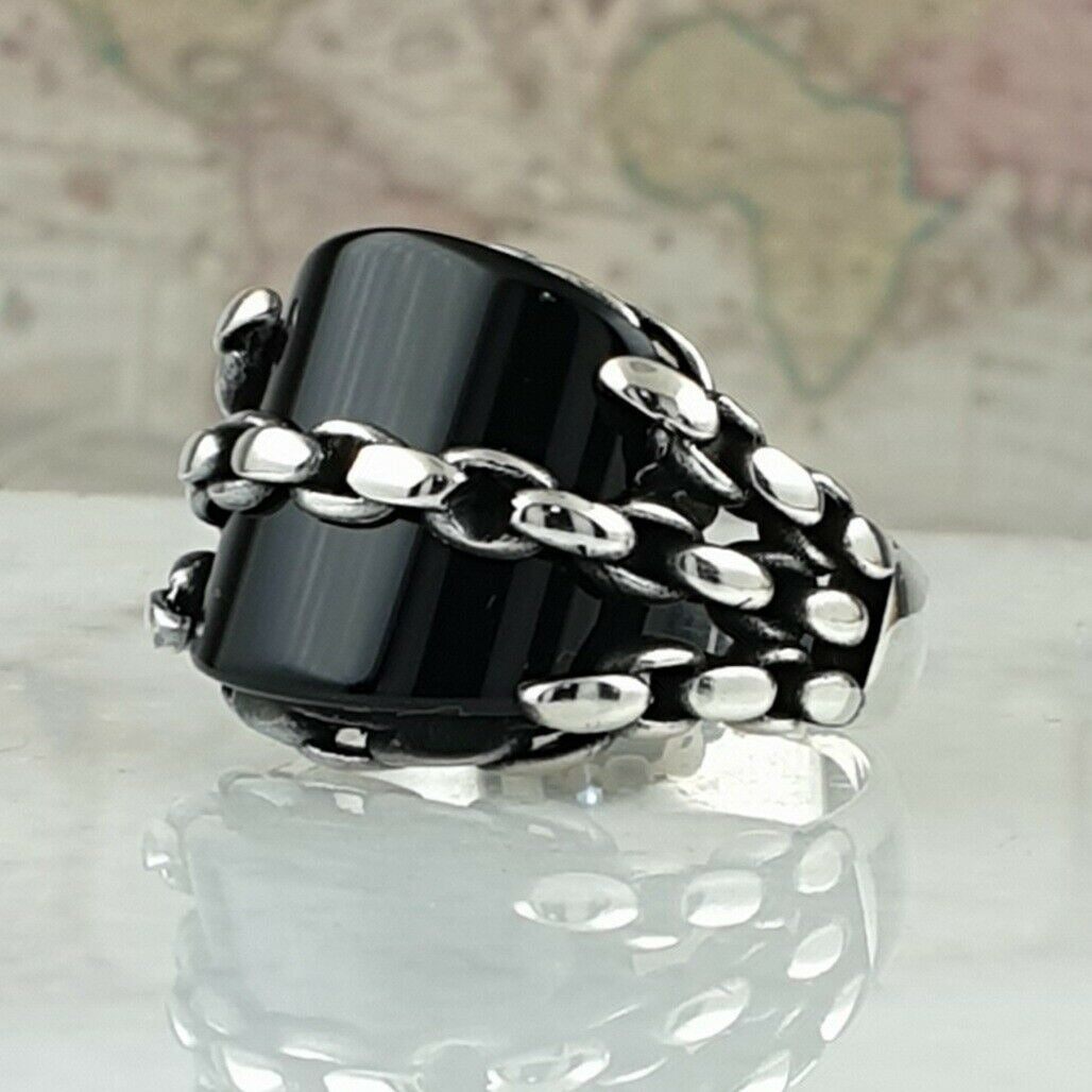 Ornament Popular Retro Pattern Black Surface Rings