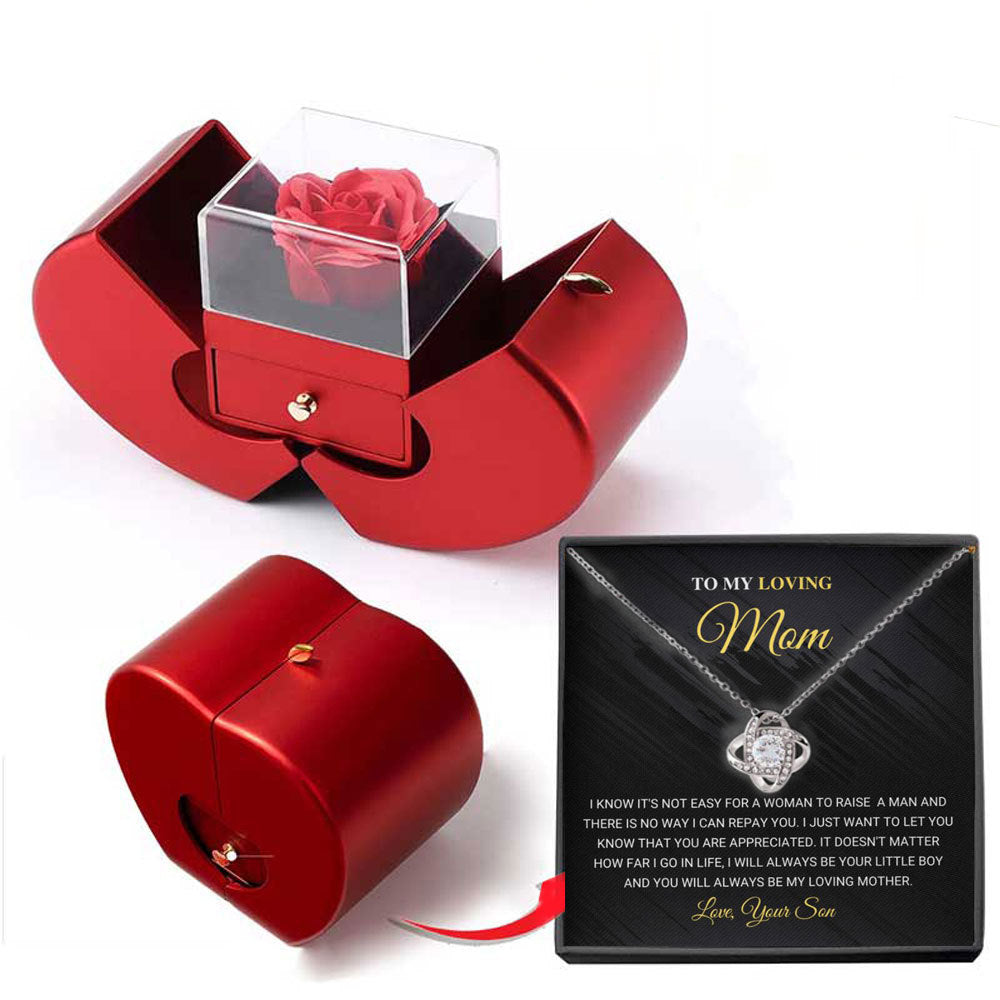 Box High-grade Four-leaf Clover Female Apple Necklace