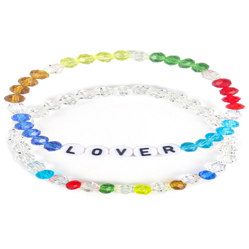 English Name Colorful Beads Rhombus Cut Bracelets