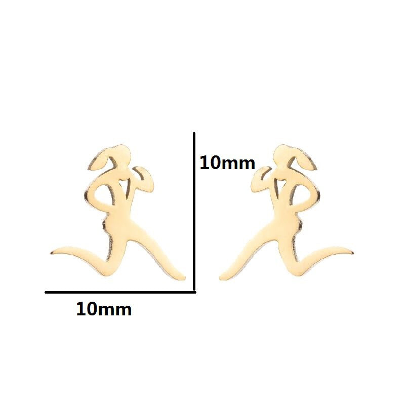 Niche Asymmetric Dog Eating Moon Christmas Deer Snowflake Ear Earrings