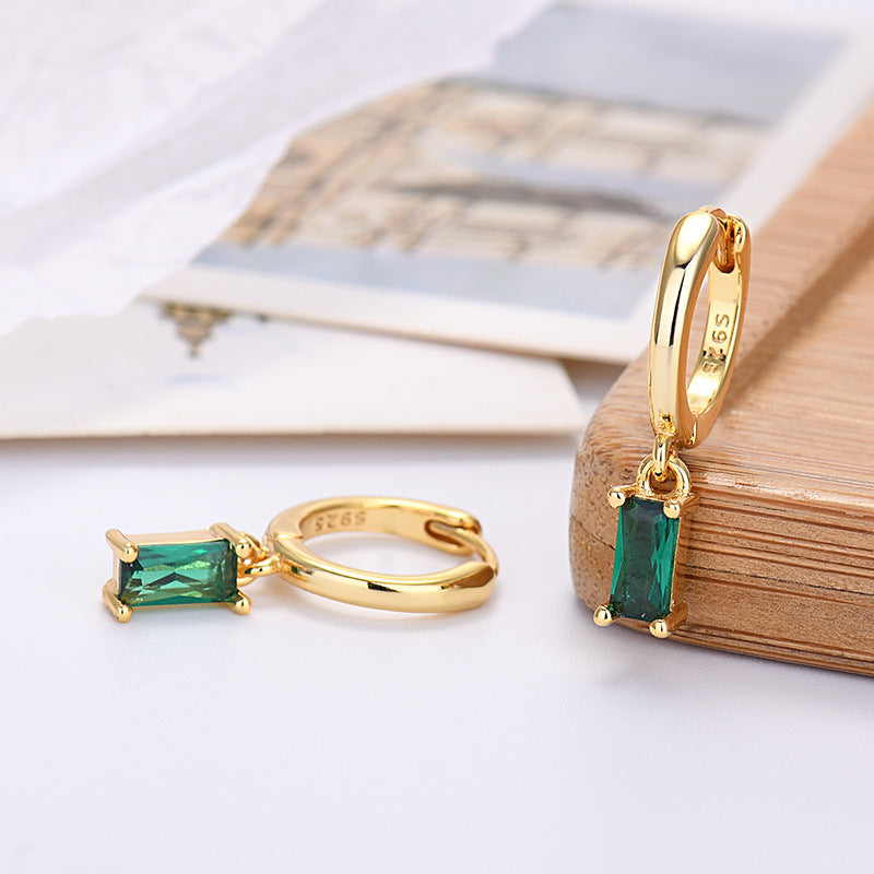 Sier Needle Export Sale Rectangular Color Earrings
