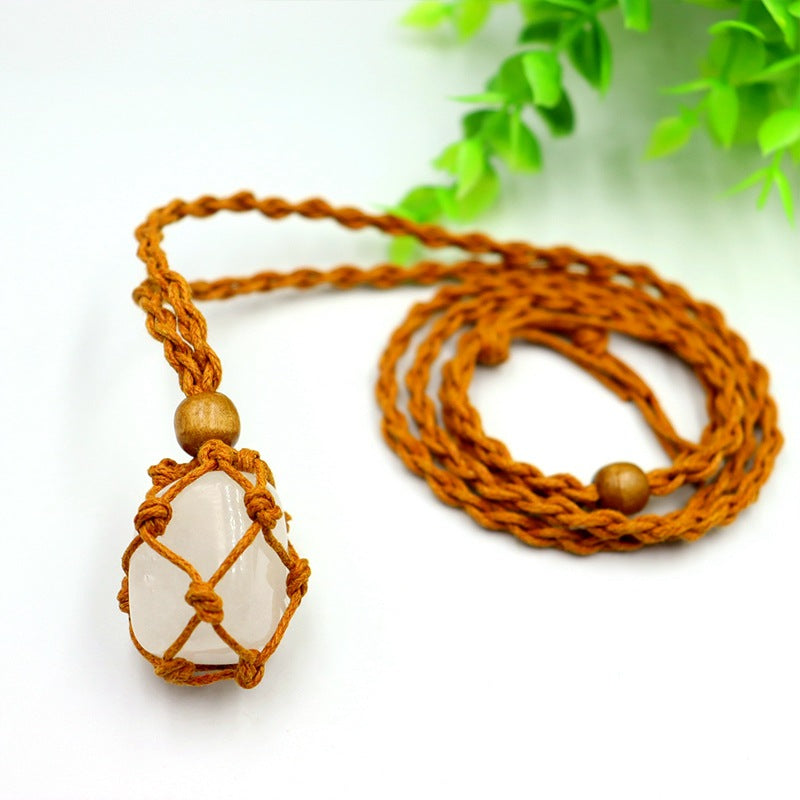 Stone Crystal Net Pocket Woven Vintage Pendants