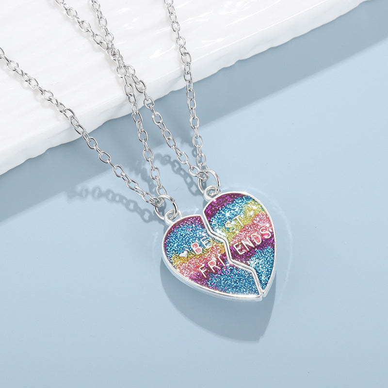 Children's Good Friend Colorful Oil Heart Magnetic Necklaces