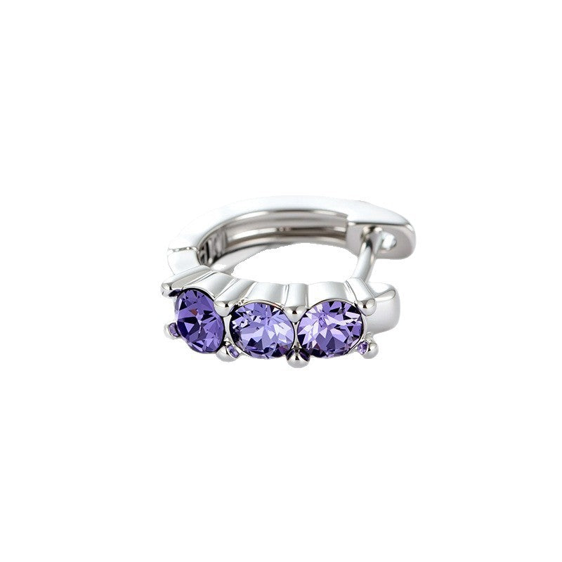 Zircon Candy Color Straight Needle Exquisite Clip Ear Buckle
