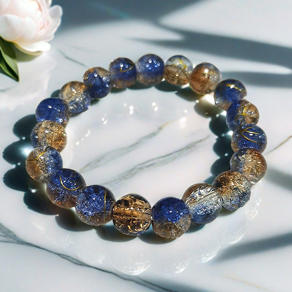 Purple Brushed Floral Beads Female Hand Toy Bracelet