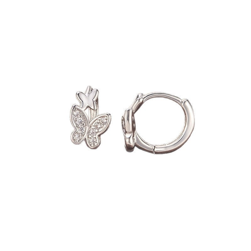 Rhinestone Butterfly Light Luxury High-grade Sense Ear Design Exquisite Small Earrings
