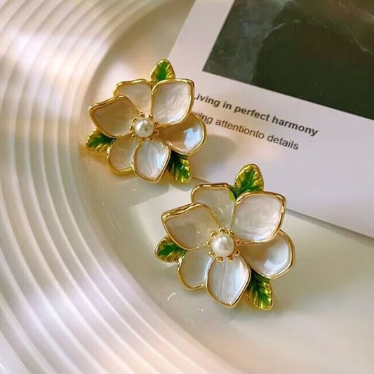 Gardenia Flower Female Premium Mori Temperament Earrings