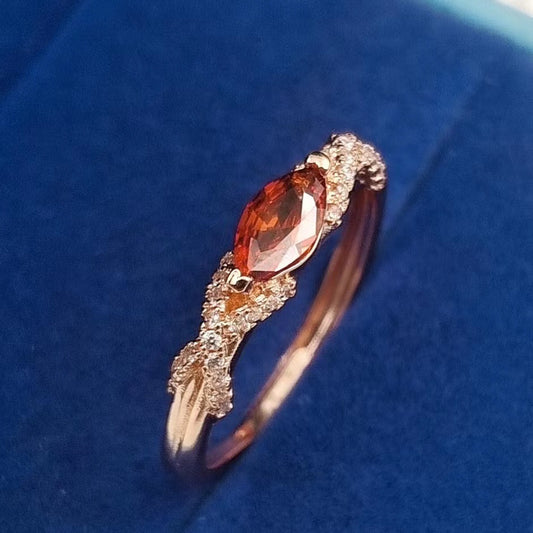 Live Ruby Horse Eye Diamond Female Minority Fashion Zircon Opening Ring