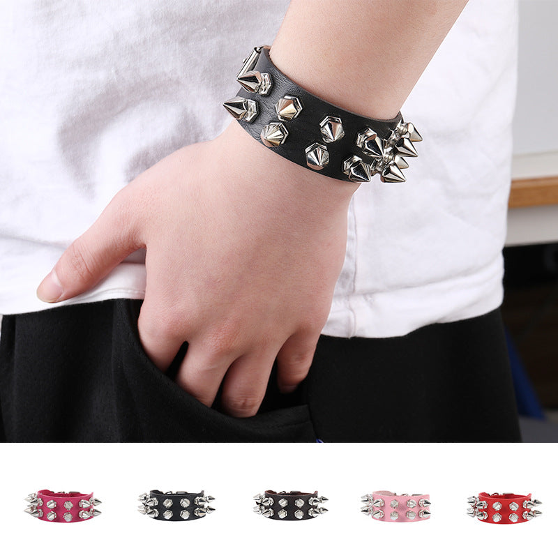 Rock Pointed Rivet Exaggerated Personalized Double Bracelets