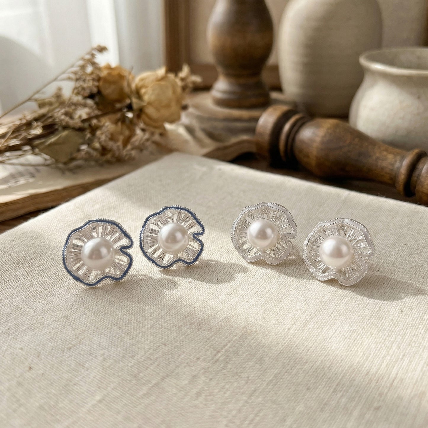 Needle Korean Style Hollow Beads Floral Ball Gentle Daily Elegant Rings