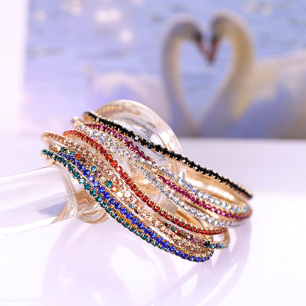 Women's Han Elegant Inlaid Colorful Crystals Creative Bracelets