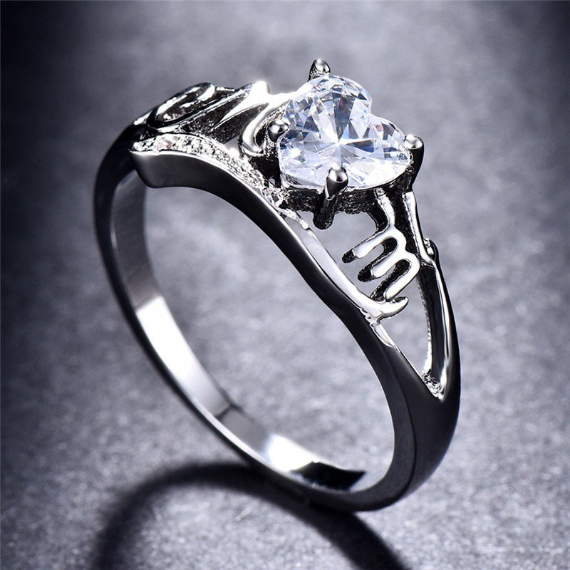 Electroplated Heart-shaped Zircon Popular Fashion Female Rings