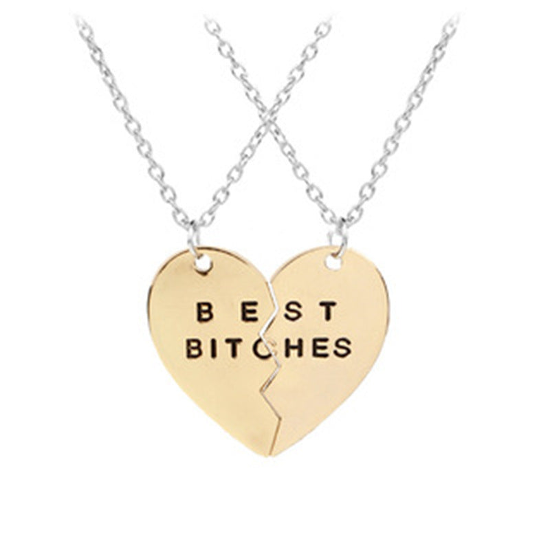 Friend Metal Stitching Love Peach Heart Necklace