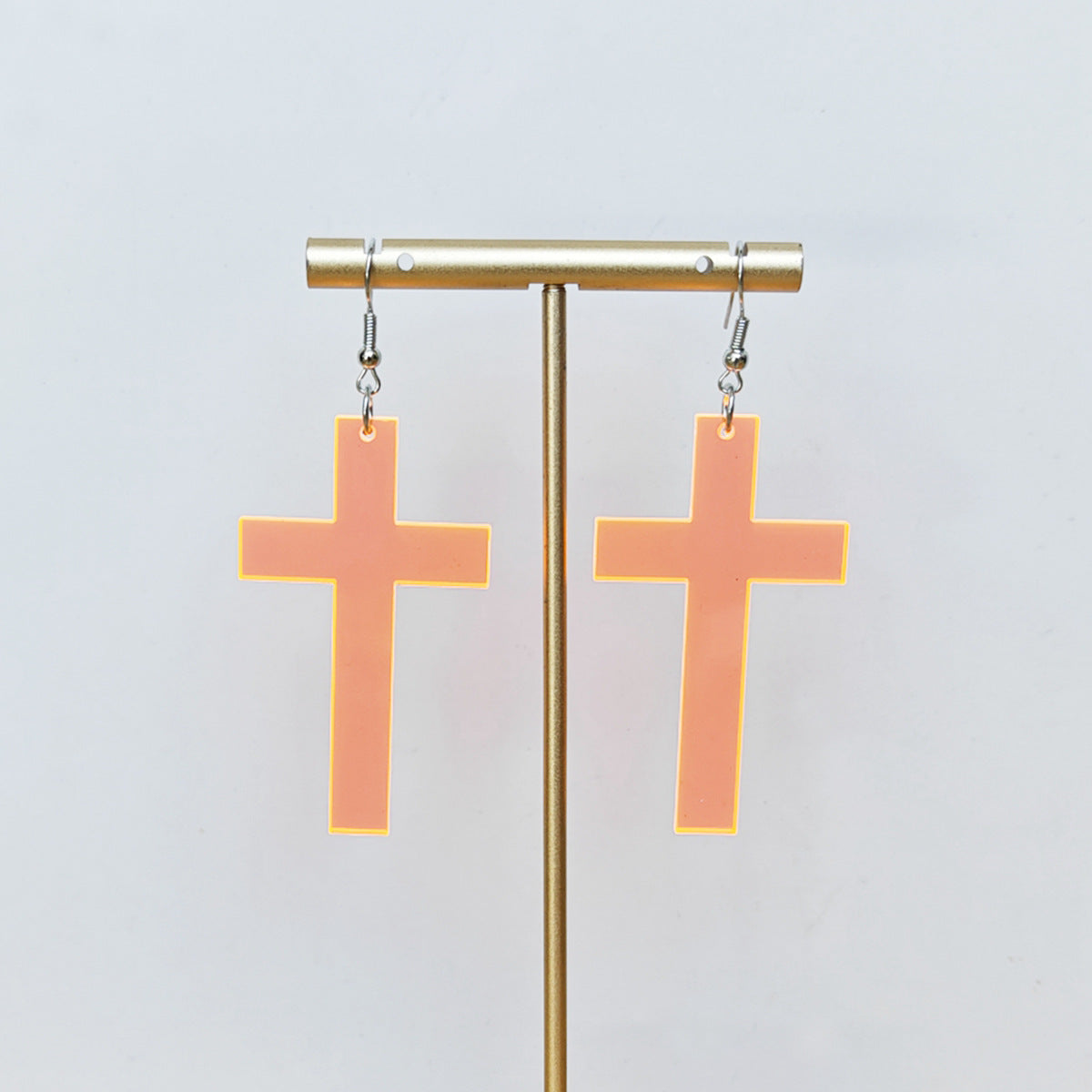 Black Cross Acrylic Long Geometric Lady Earrings