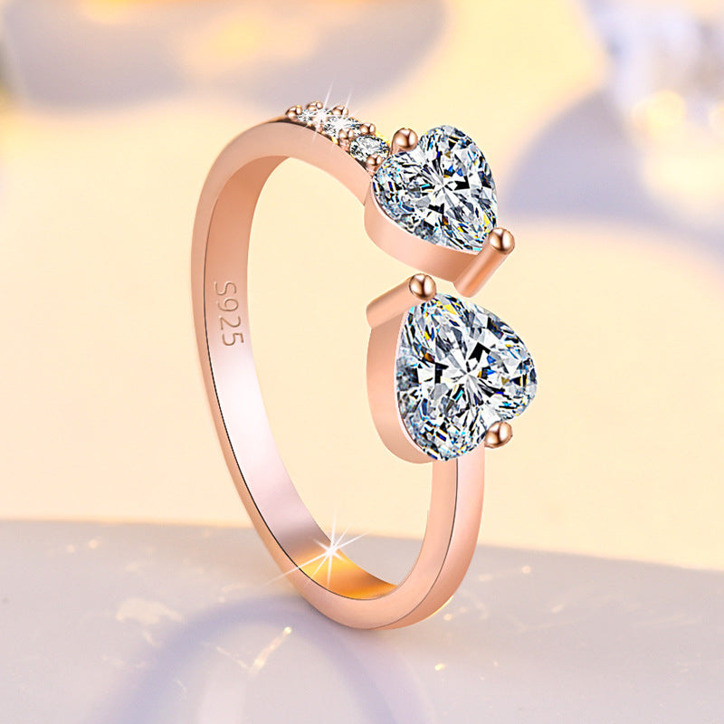 Women's Style Affordable Luxury Fashion Loose Mouth Full Diamond Open Love Ring
