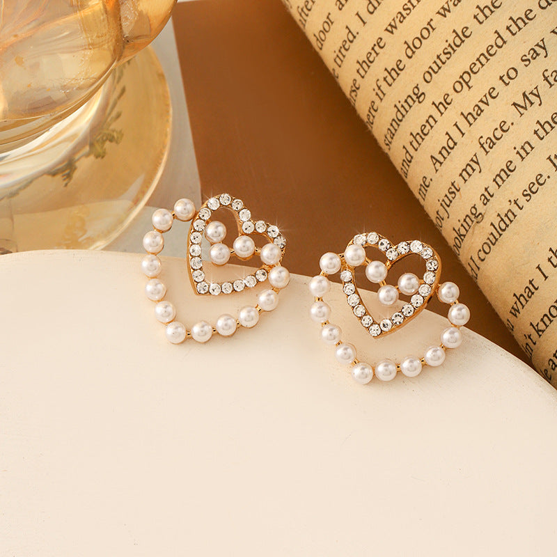 Simple Retro Sier Needle Pearl High Sense Ear Earrings