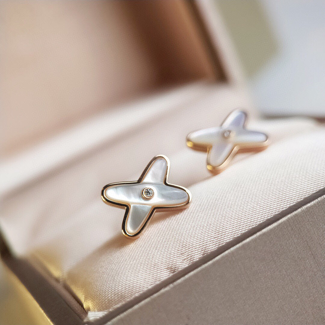 Women's X White Shell Advanced Rose Gold Live Earrings