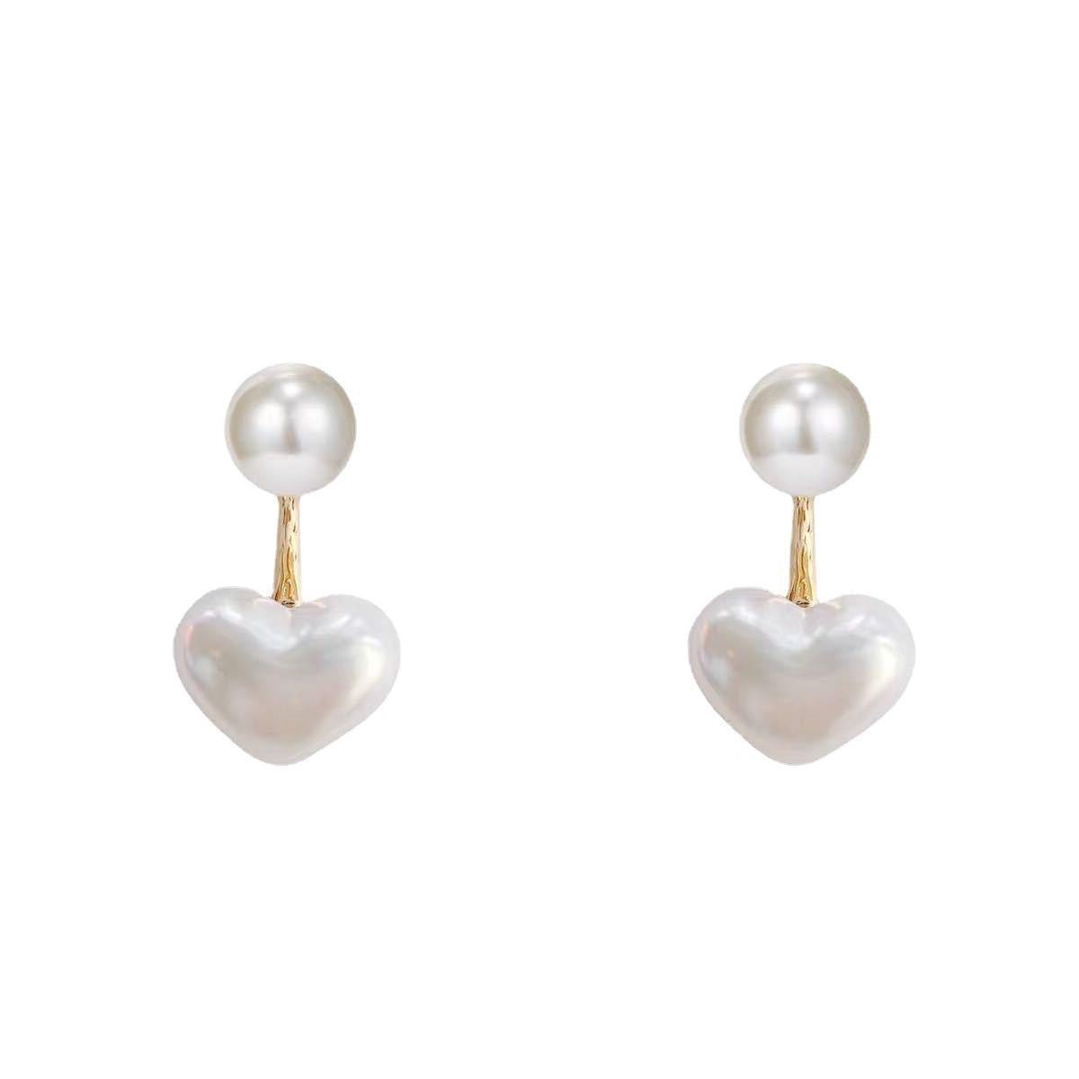 Pink Love Beads Front Rear Sweet Gentle Niche Design Earrings