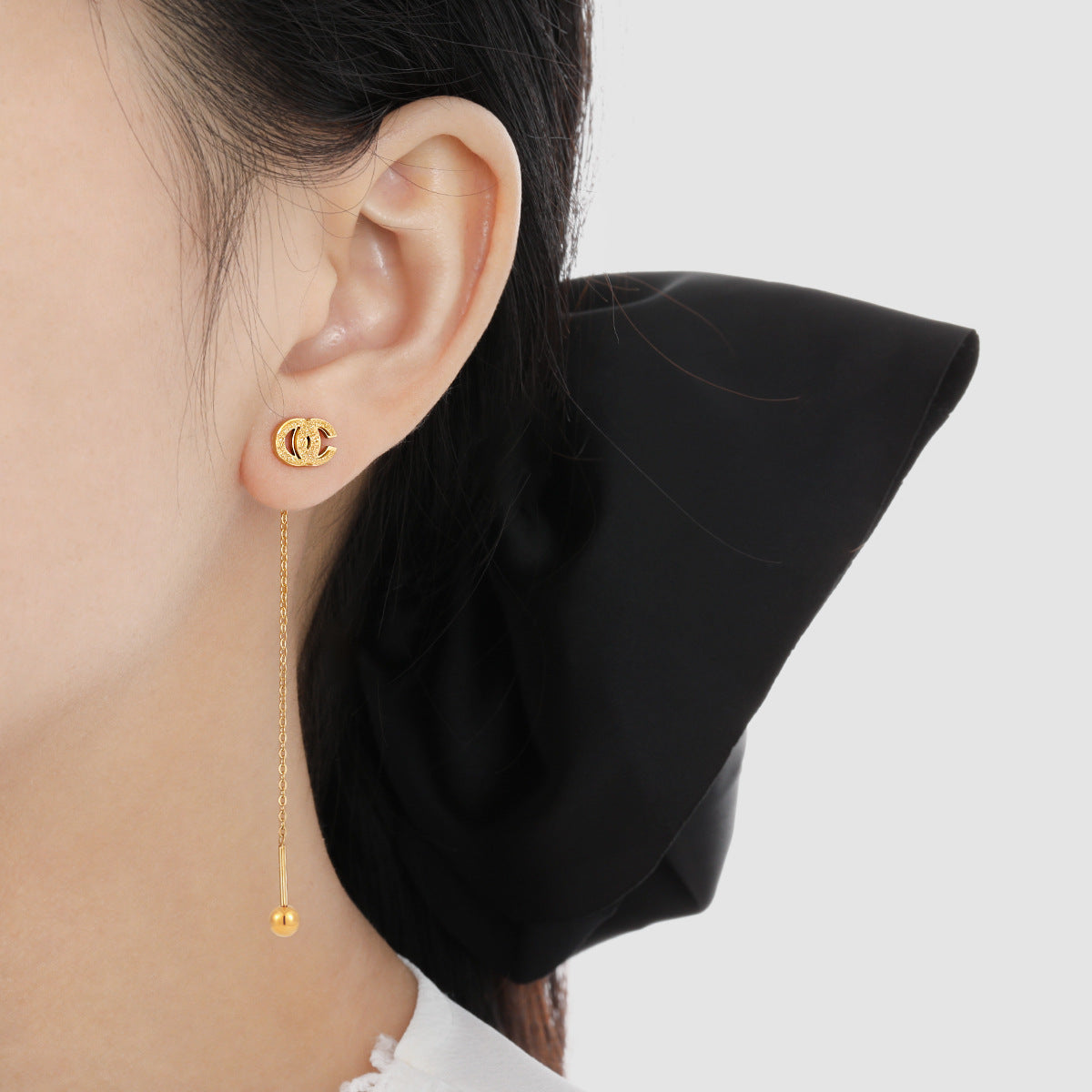 Double Cartoon Fox Fashion Unique Gold-plated Titanium Earrings