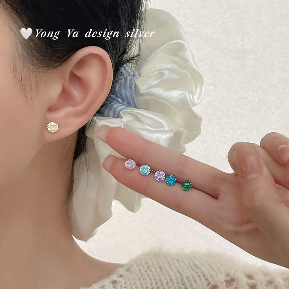 Fireworks Color Zircon Ear Colorful Gentle Stud Earrings