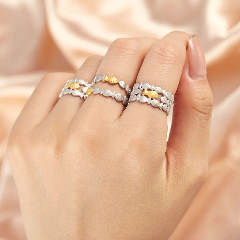 Small Fish Open Adjustable Personality Female Rings