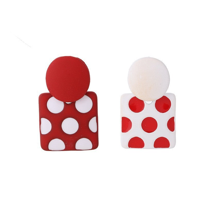 Women's Sier Needle Retro Cute Geometric For Trendy Contrast Color Earrings
