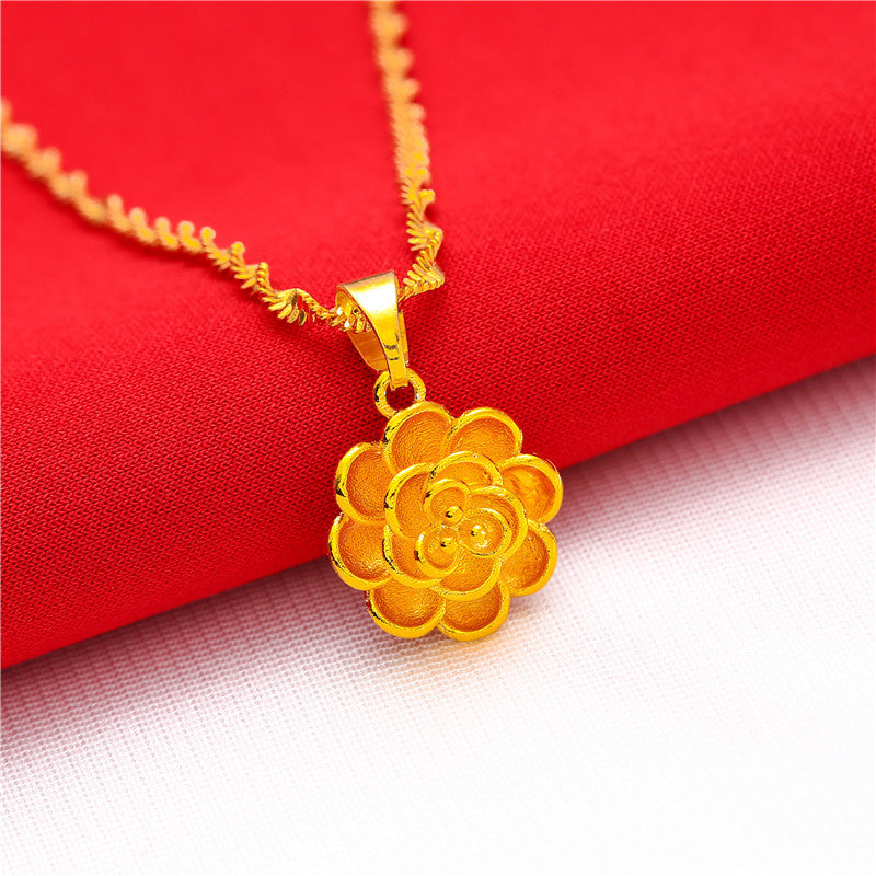 Women's Box Chain Packaging Flower Water Ripple Necklaces