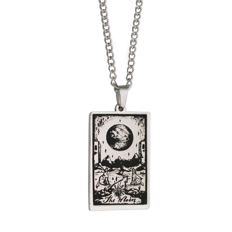 Zhang Tarot Titanium Steel Retro Rectangular Necklaces