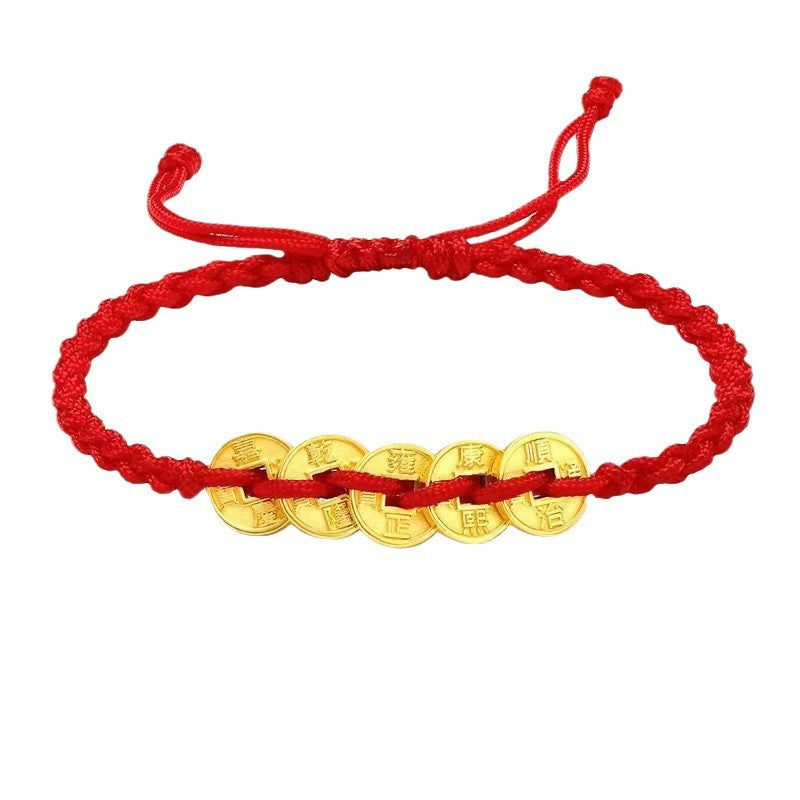 Copper Coins Braided Red Rope Fate Bracelets