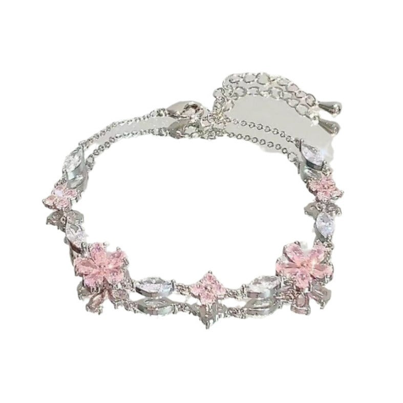 Light Luxury Elegant High-grade Pink Zircon Bracelets