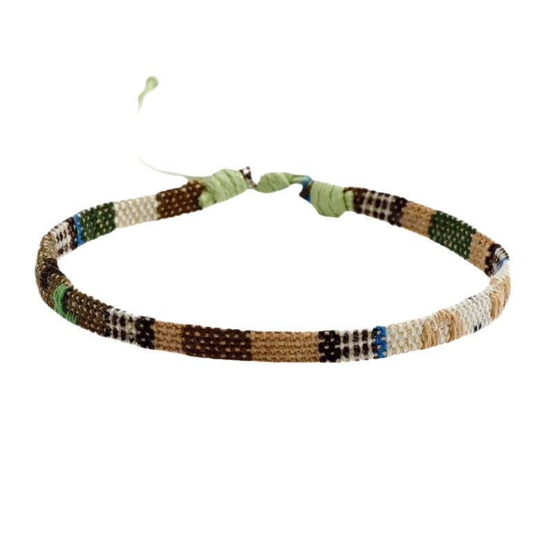 Colorful Bohemian Style Cotton Linen Fabric Woven Simple Carrying Bracelet