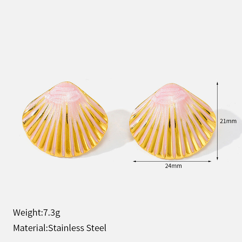 Shell Colorful Oil Penh Shape Fashion Seaside Vacation Versatile Rings
