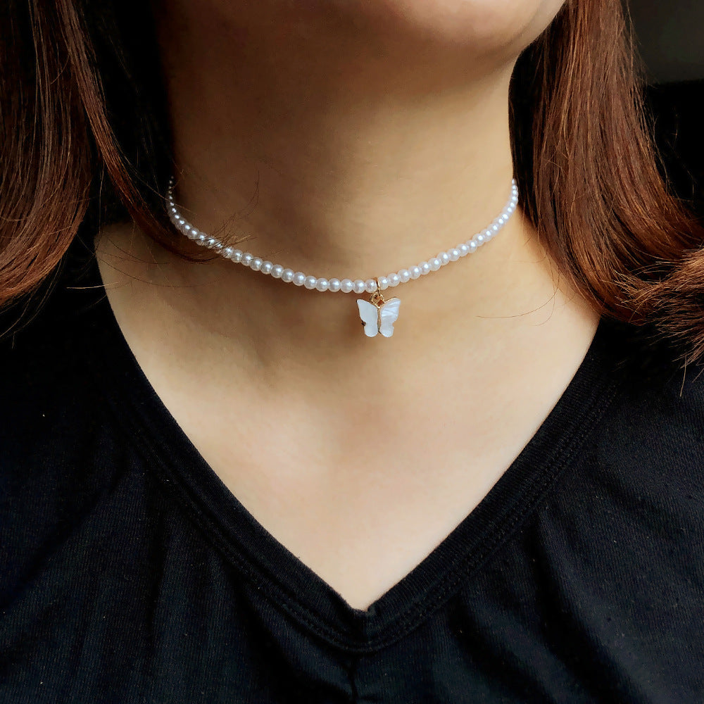 Ornament Opal Bow Pearl Clavicle Chain Necklaces